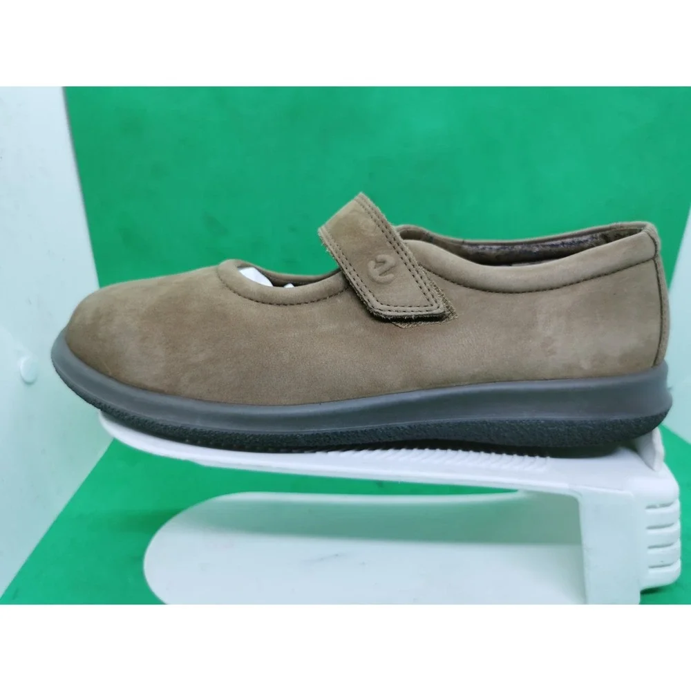 Ecco Soft Women Shoes Mary Jane Suede Brown Hook & Loop Size 40 US 9